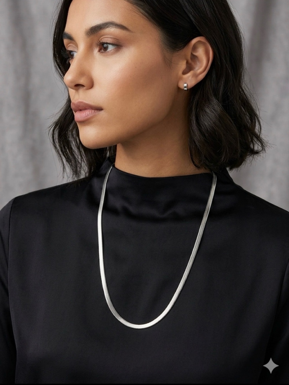 Stainless Steel 24" Herringbone Chain Necklace - Sleek & Versatile